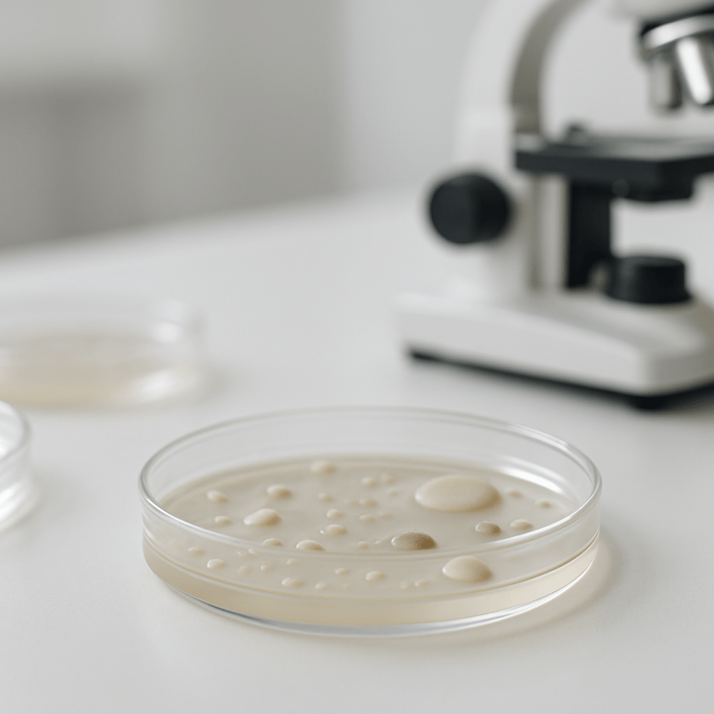 Boîtes de Petri montrant plusieurs morphologies de colonies microbiennes dans un laboratoire