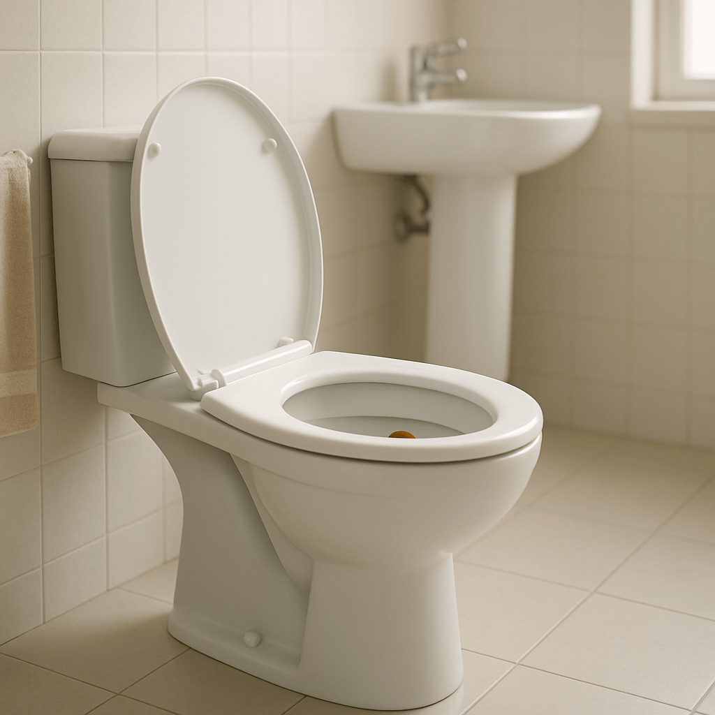 Toilettes propres évoquant l’observation de selles marron clair sans détail médical choquant